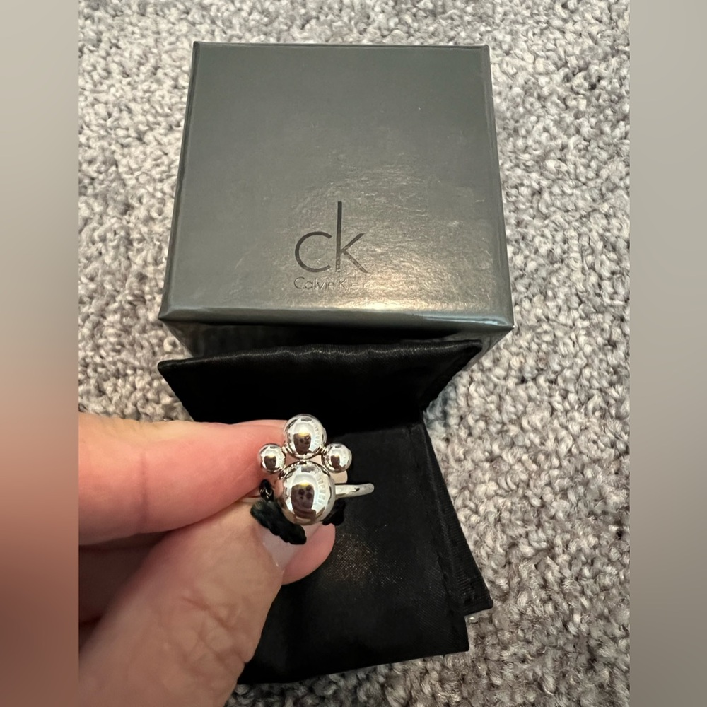 Calvin Klein Silver Fidget Spinner Ring W/Box & Dust Bag Size 7 NWT